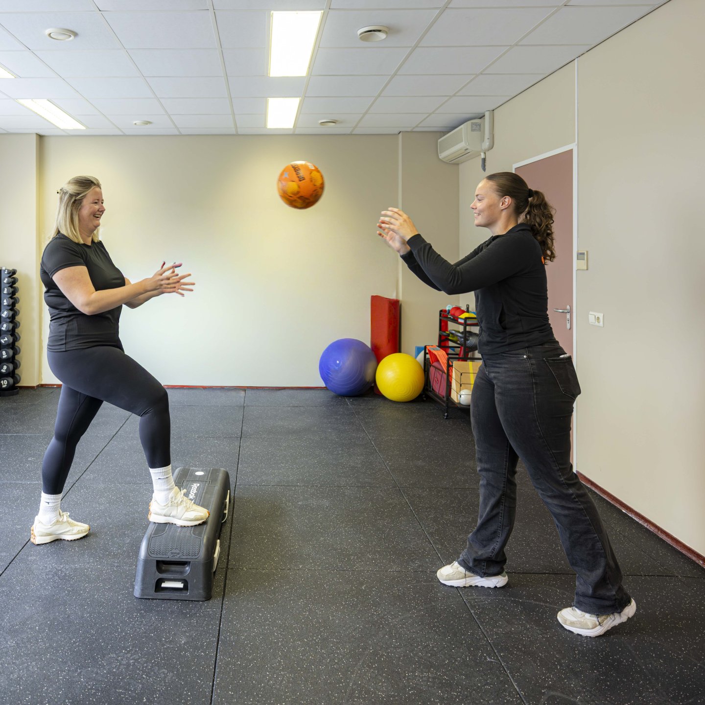 Cato is aan het sporten met een patiënt